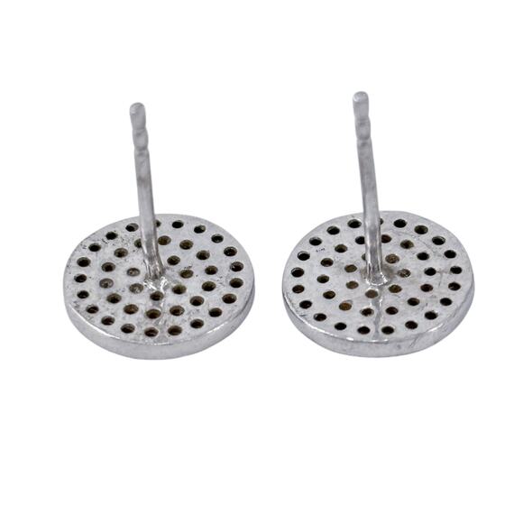 Estate Sterling Silver 925 Pavé Diamond Disk Stud Earrings 0.44ctw - Picture 4 of 7